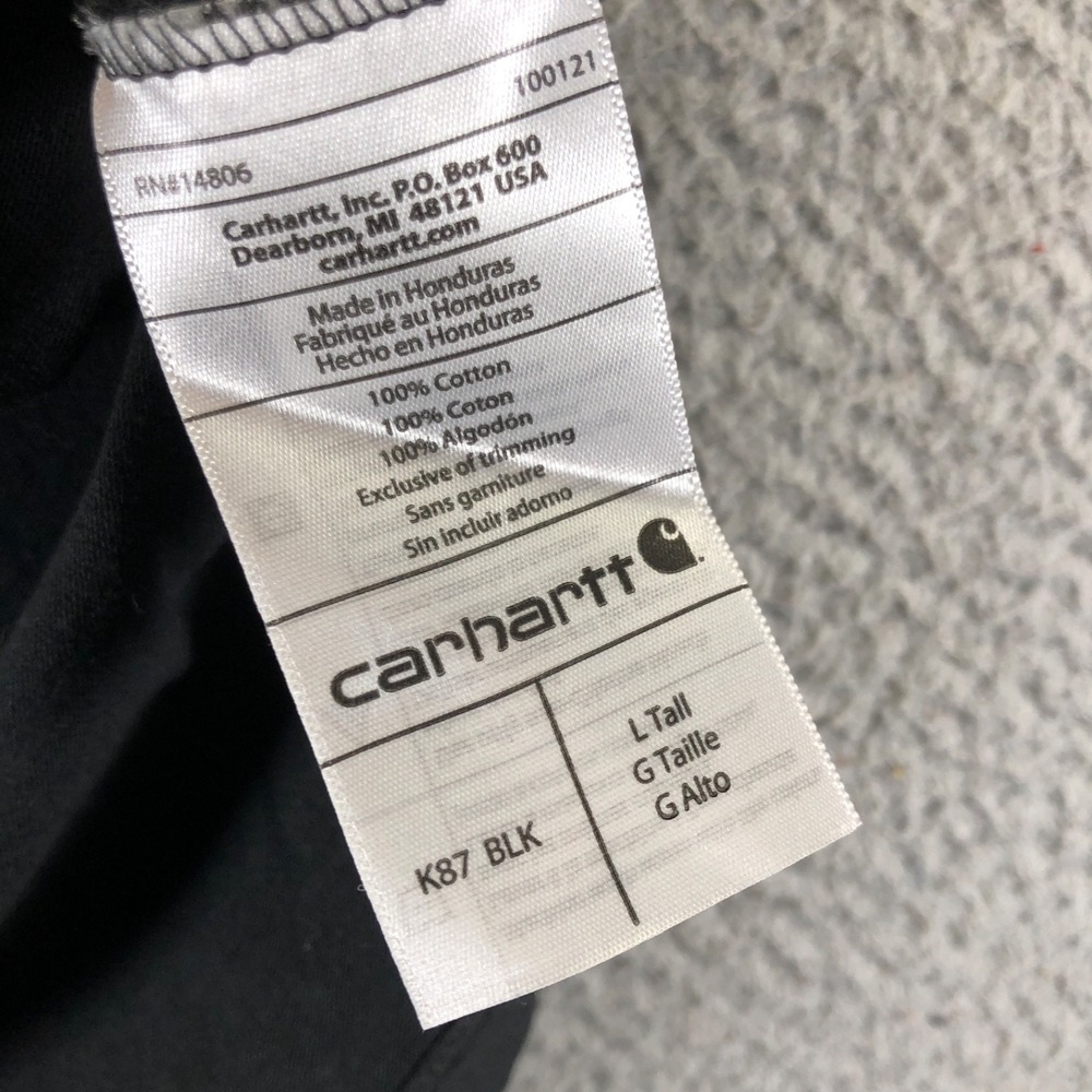 Carhartt Shirt Mens Large Tall Black K87 Pocket T Loose Fit Heavy Cotton New - Picture 4 of 9